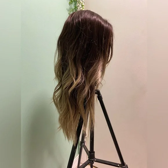 Human/Synthetic Blend Dark Blonde Ombre Lace Front Wig - Picture 3 of 10
